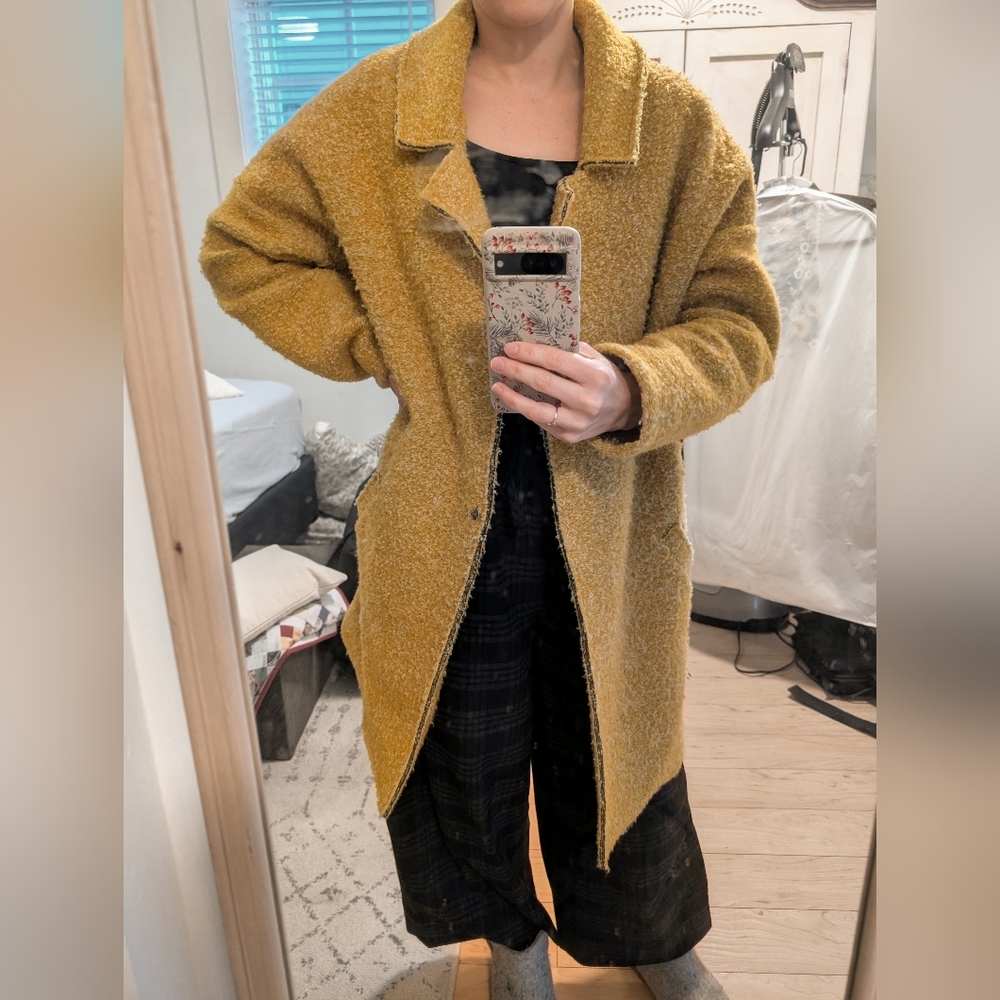 Yellow, wool-blend oversized coat from Spain